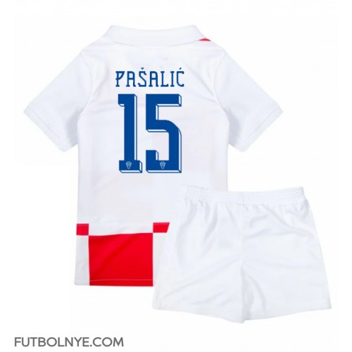 Camiseta Croacia Mario Pasalic #15 Primera Equipación para niños Eurocopa 2024 manga corta (+ pantalones cortos)